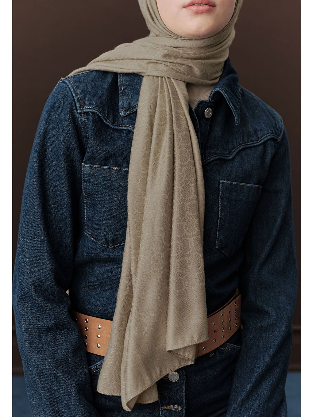 Bej Premıum Yünlü Düz Şal Taş-2