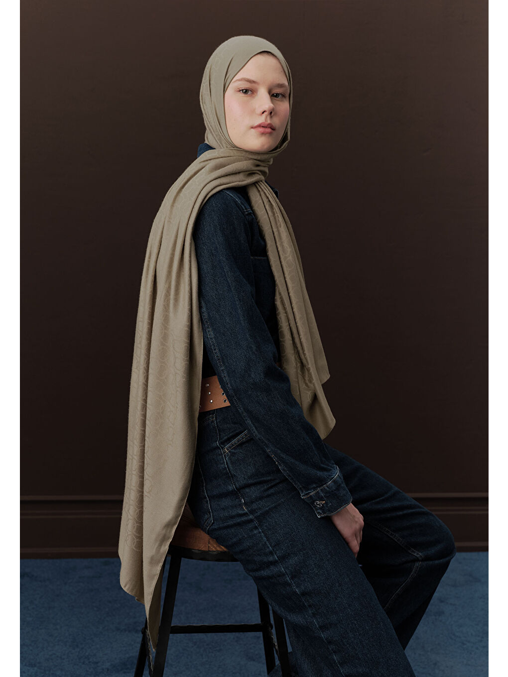 Bej Premıum Yünlü Düz Şal Taş-4