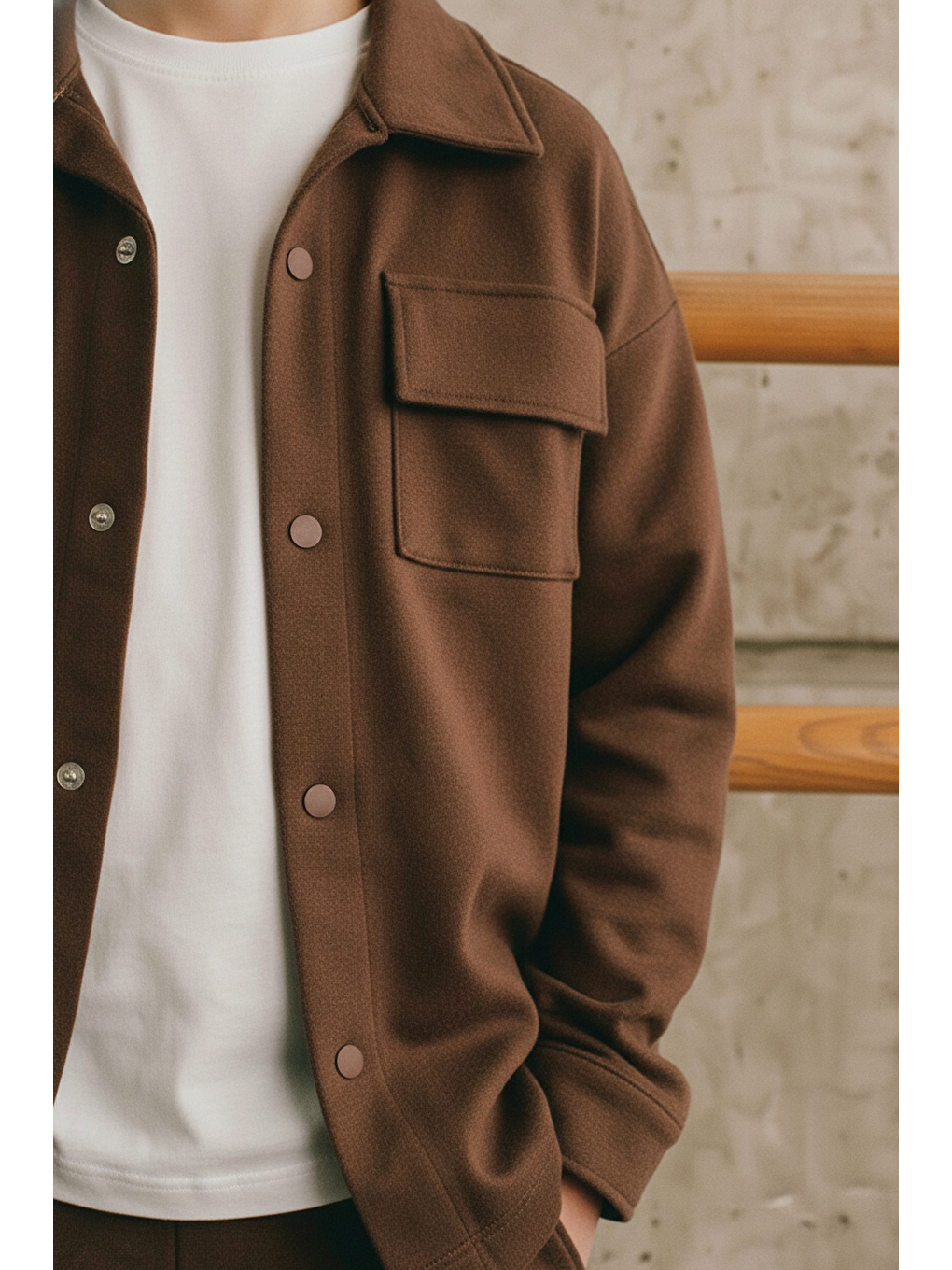 Kahverengi Erkek Çocuk Pamuklu Kahve Ceket Pantolon Ve T-Shirt Takım-3