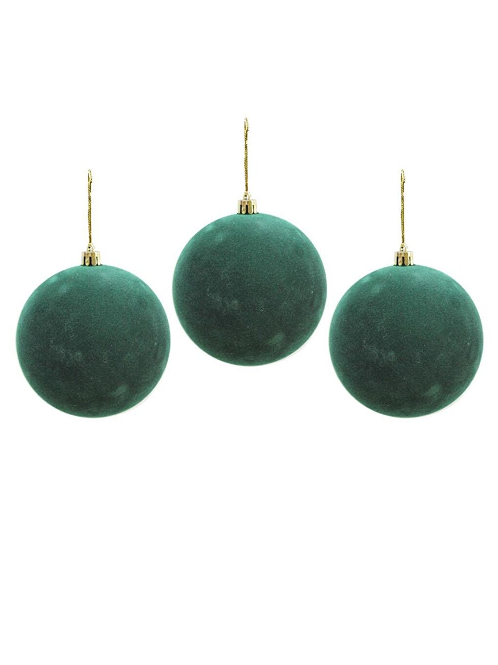 Kadife Yılbaşı Topu – Çam Ağacı Süsü Yeşil 10 cm 3'lü-1