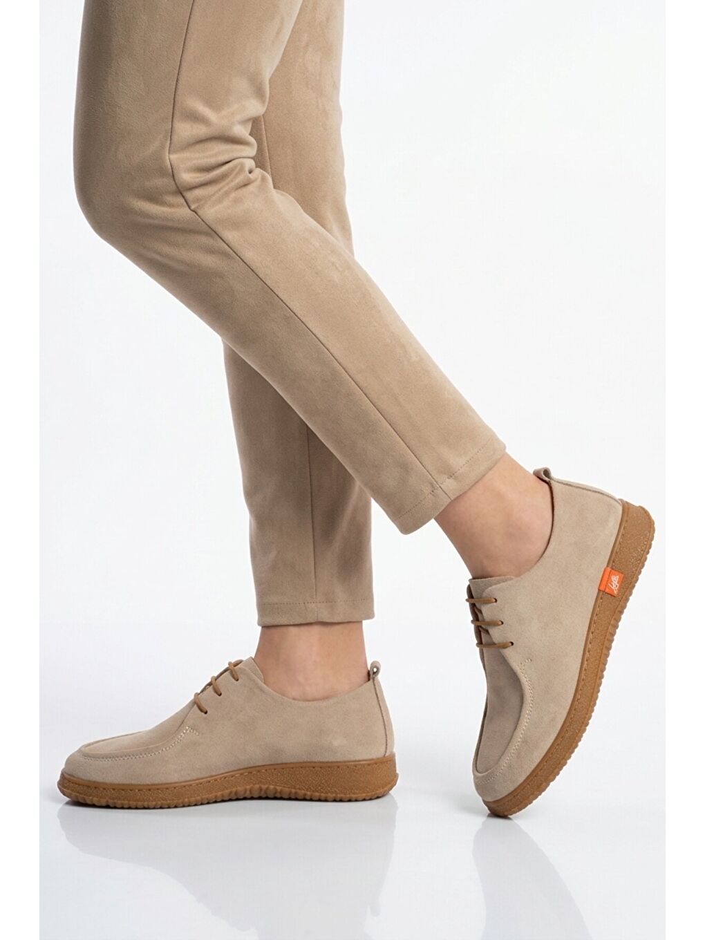 Ekru Kum Nubuk Hakiki Deri Kadın Casual Ayakkabı 2005 Z