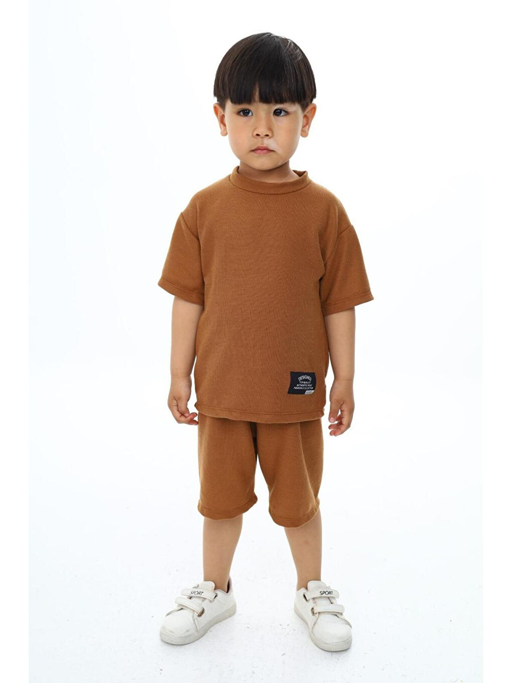 Kahverengi Bisiklet Yaka Şortlu Erkek Çocuk Şortlu Takım-6