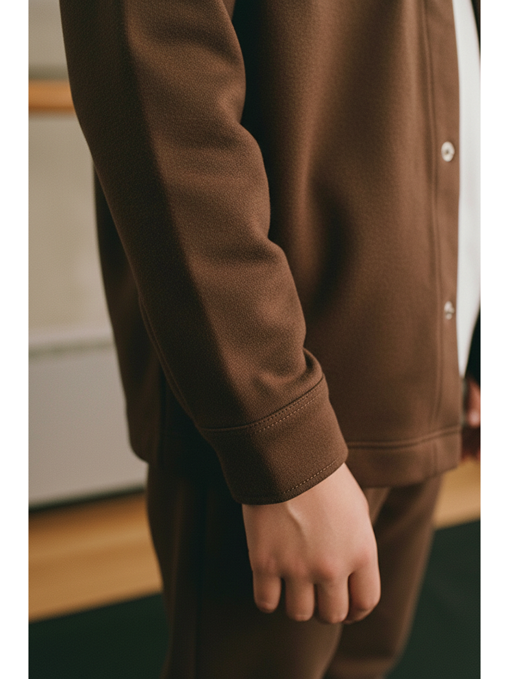 Kahverengi Erkek Çocuk Pamuklu Kahve Ceket Pantolon Ve T-Shirt Takım-4