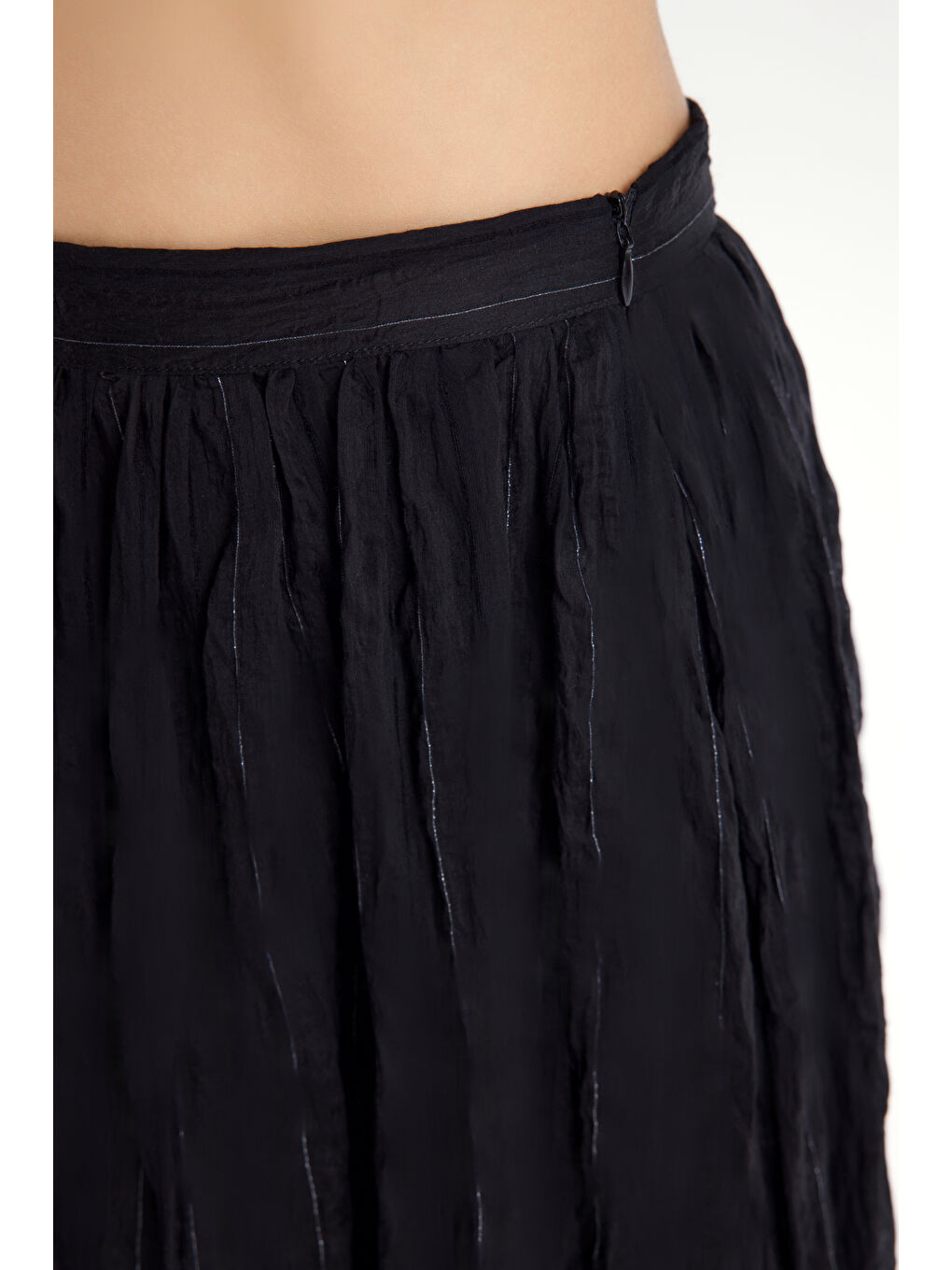 Tanoa Çizgi Desen Siyah Uzun Etek-6