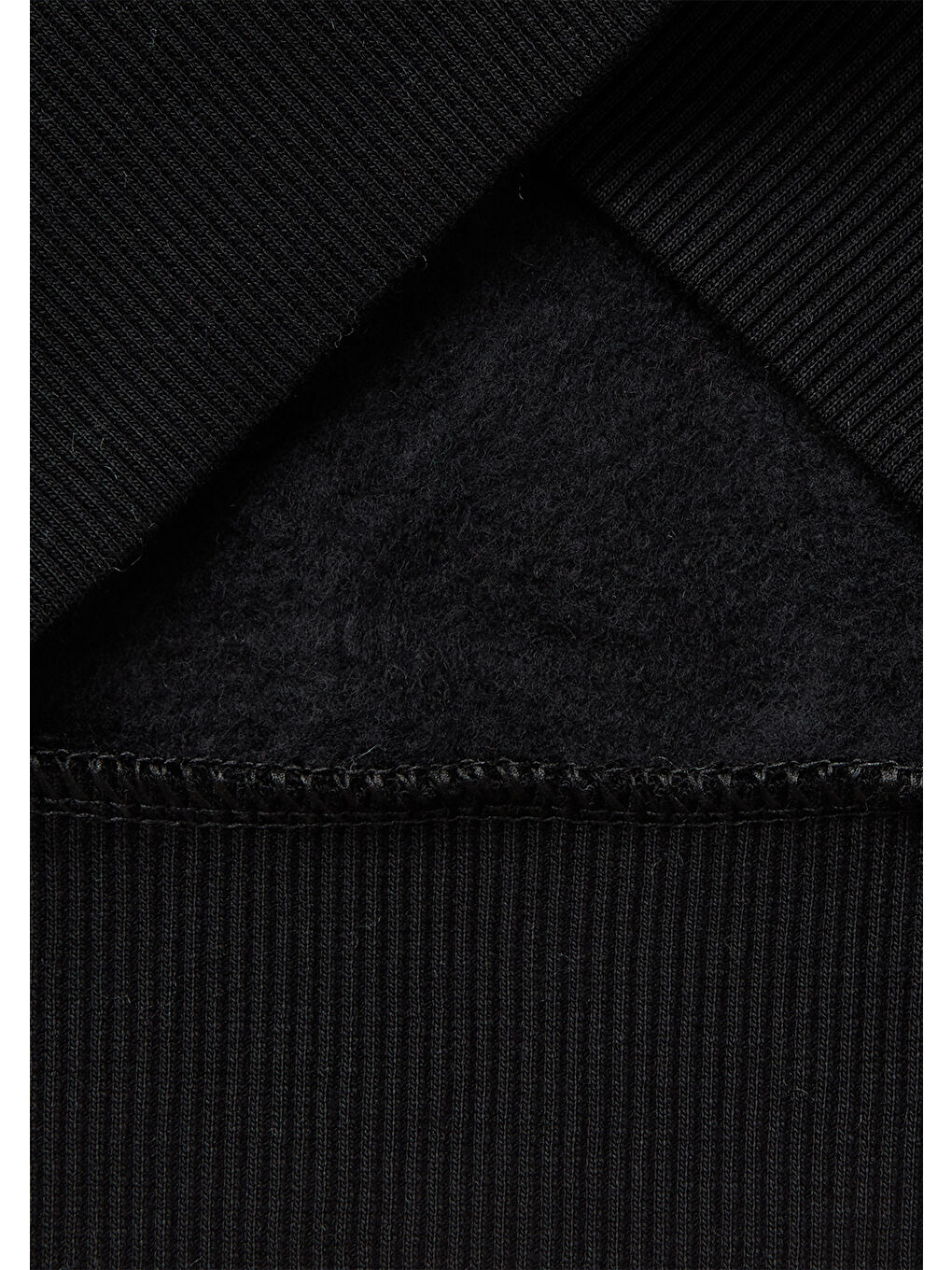 Erkek Çocuk Siyah Önü Logo Baskılı Cepli Nervürlü Kapüşonlu Sweatshirt-2