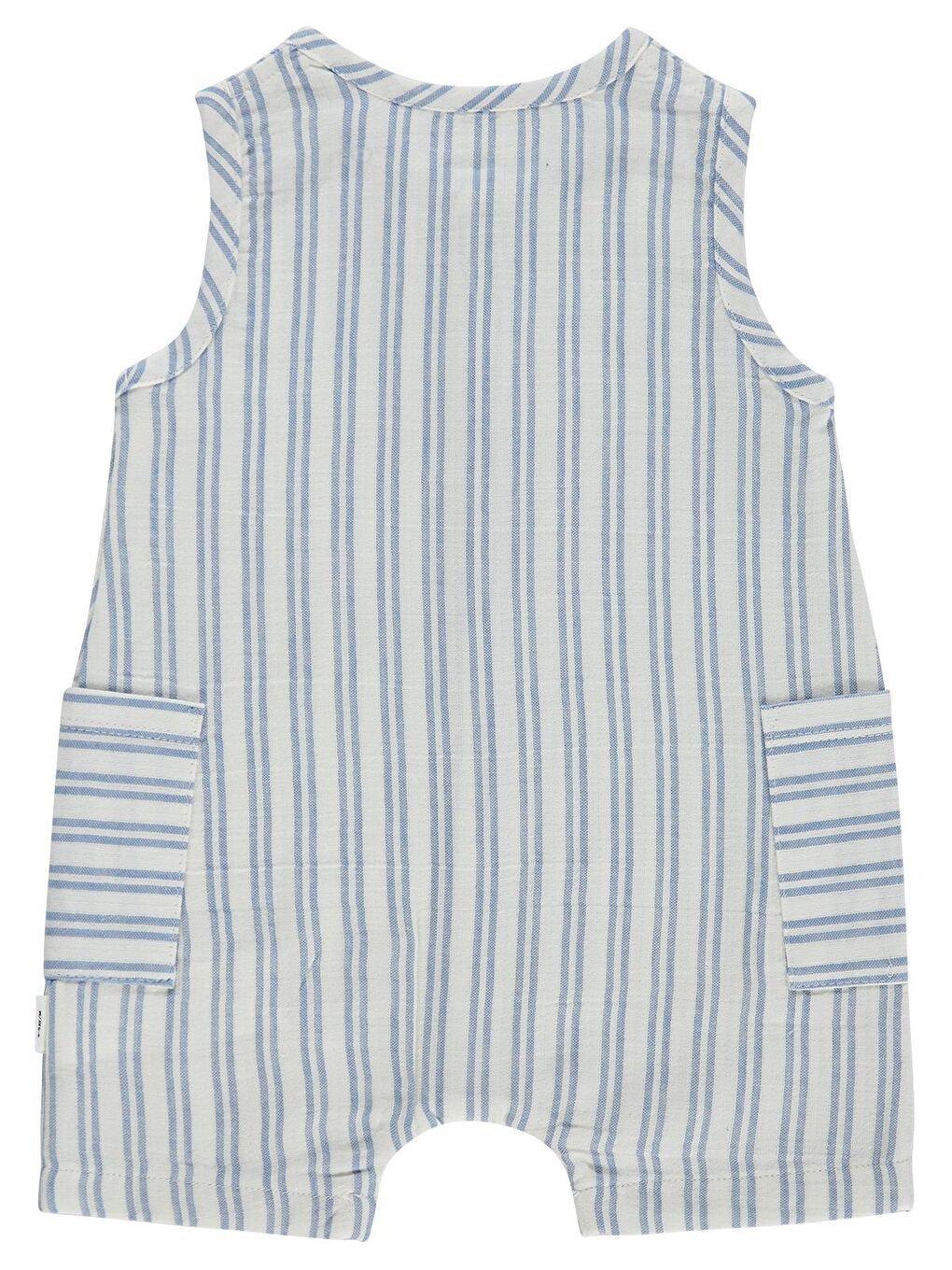 İndigo Baby Çizgili Yan Cepli 6-18 Ay Tulum - Mavi 6-9 Ay-1