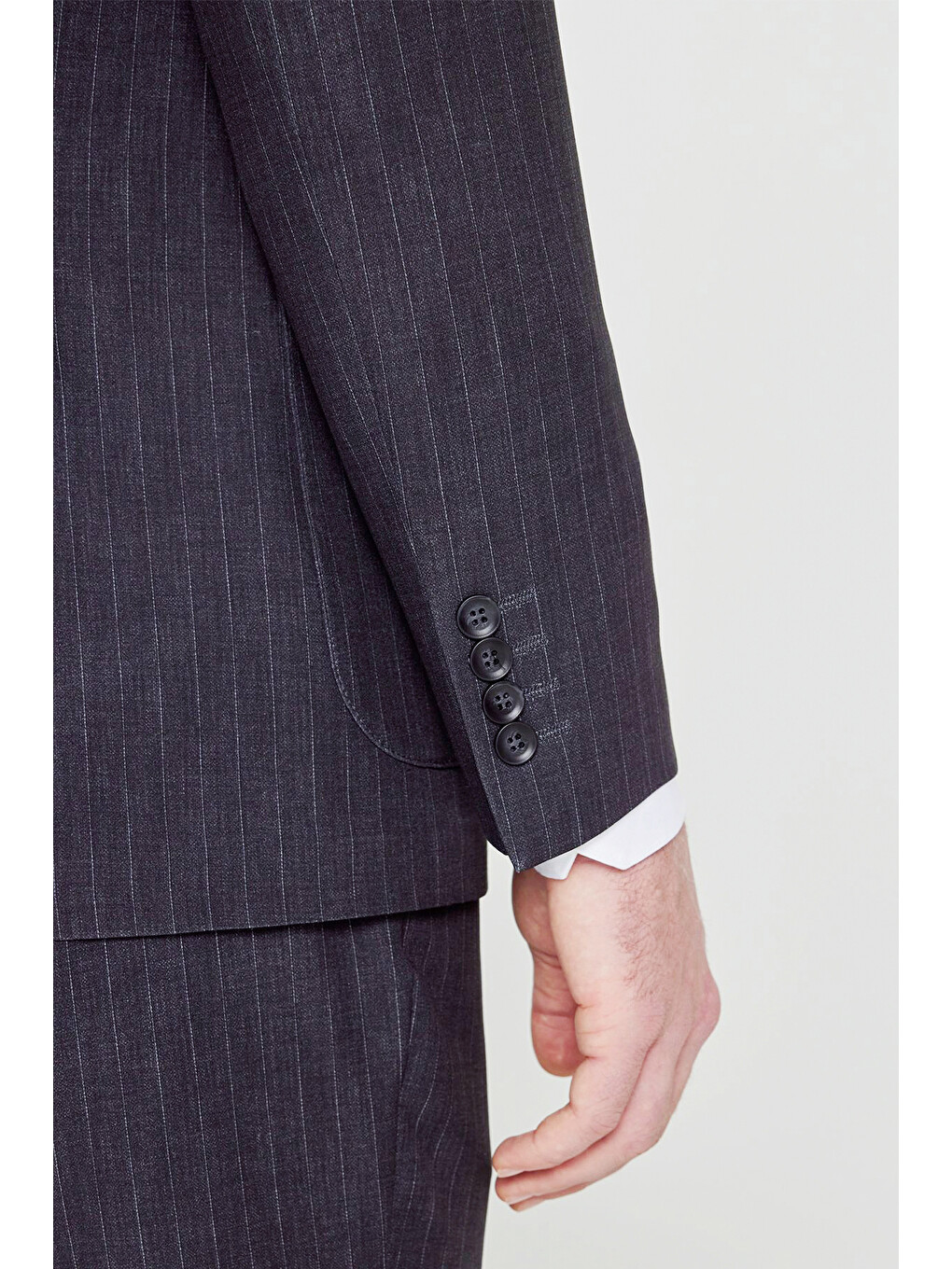 Erkek Siyah 360 Her Yöne Esneyen Slim Fit Taşıma Torbalı Çizgili Takım Elbise-6
