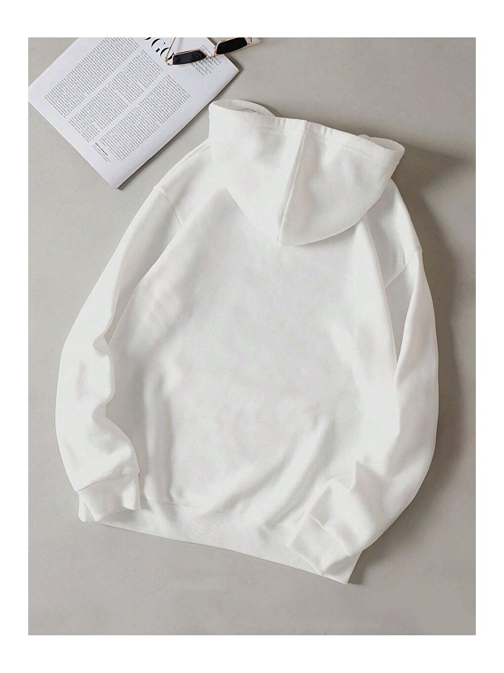 Kadın Beyaz Howdy Baskılı Kapüşonlu Sweatshirt-1