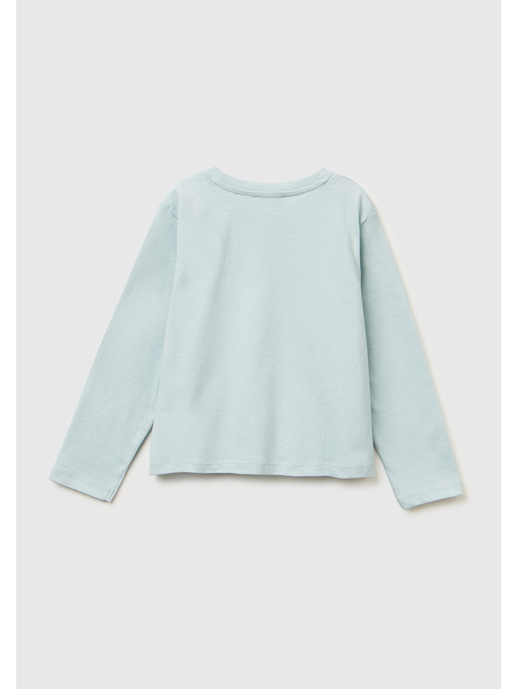 Kız Çocuk Su Yeşili Önü Baskılı Hafif Kloş Bisiklet Yaka Uzun Kollu T-shirt-1