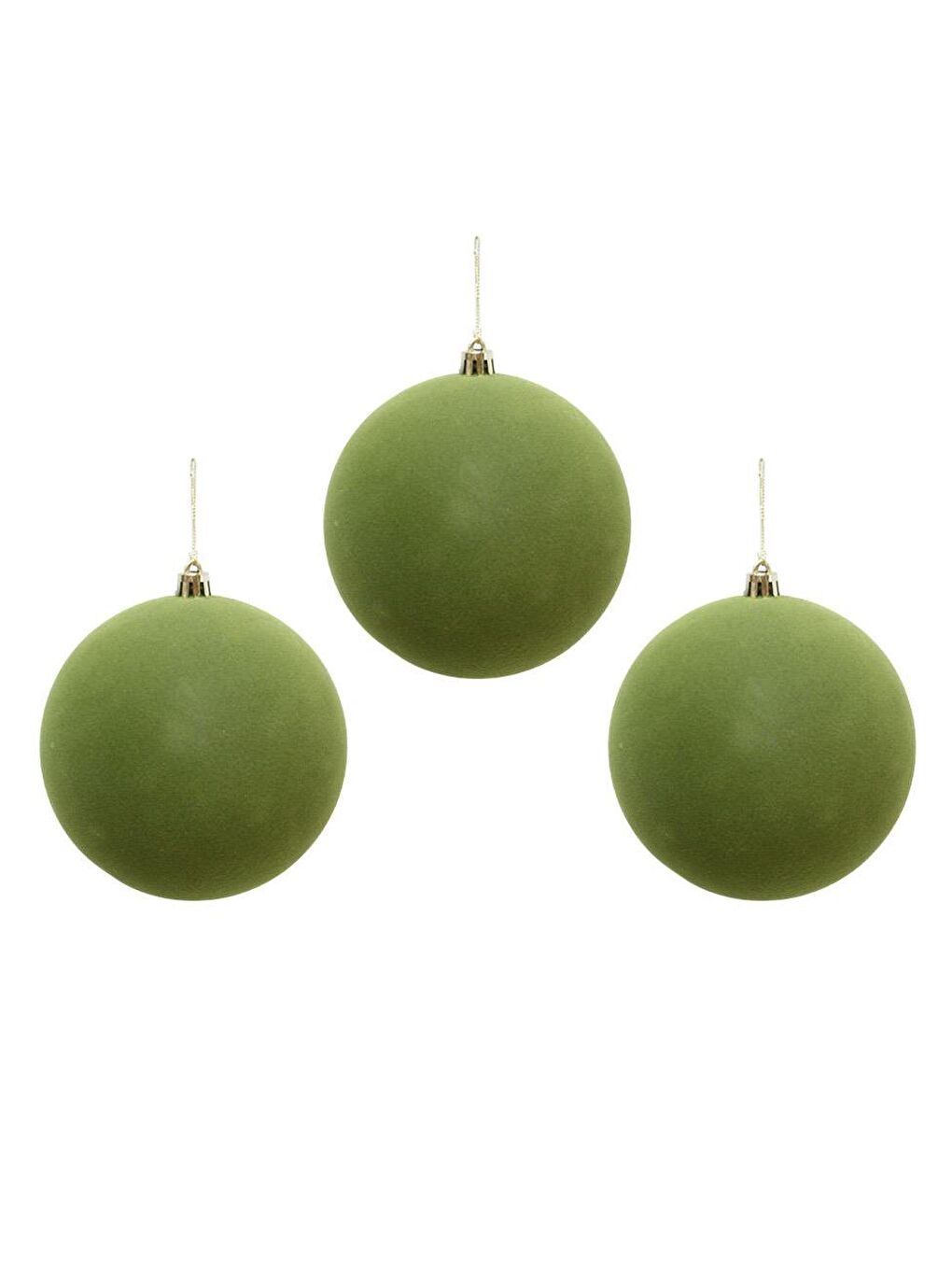 Kadife Yılbaşı Topu – Çam Ağacı Süsü Yağ Yeşili 10 cm 3'lü-2