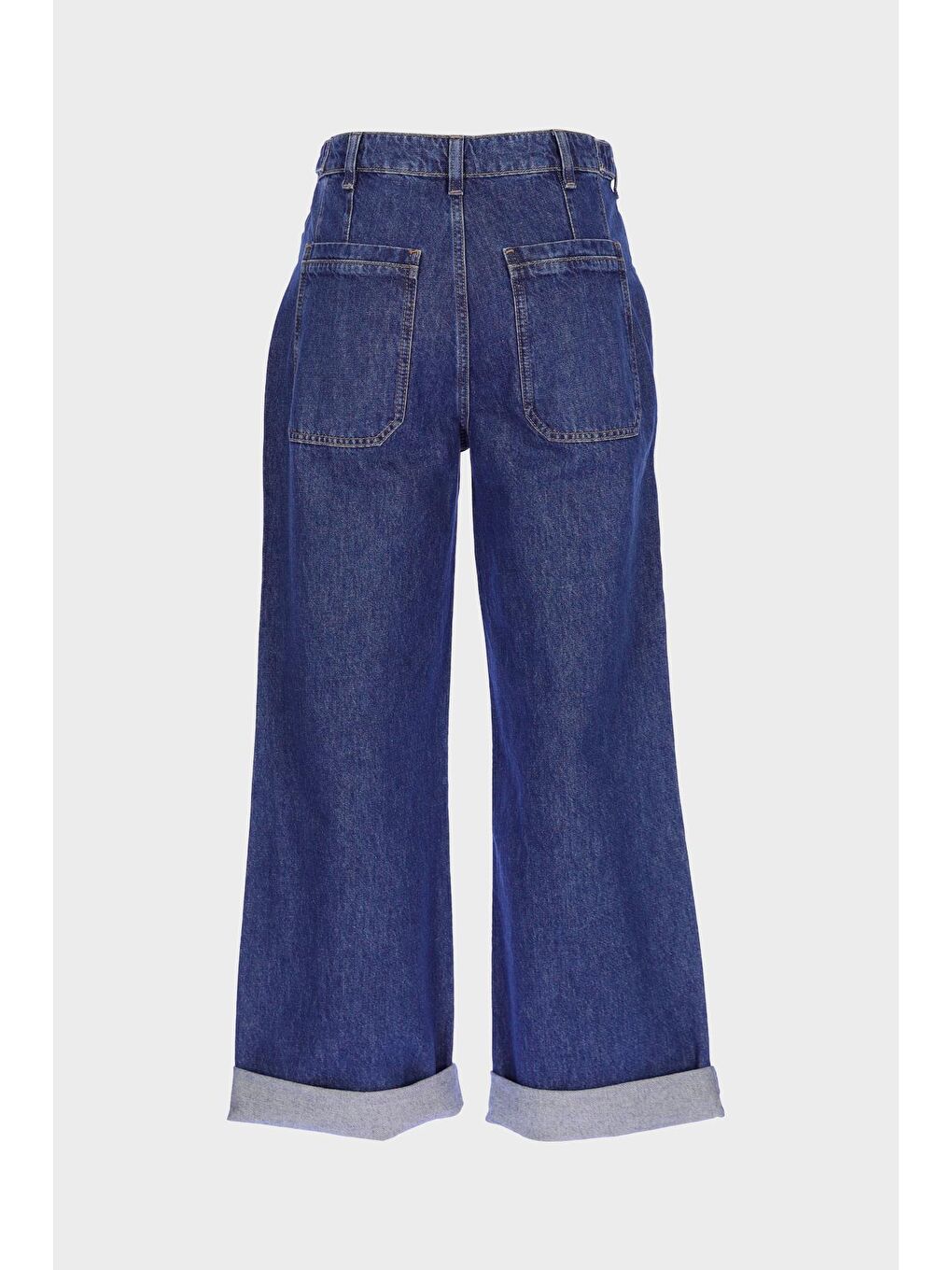 Cross Jeans Weslie Koyu Mavi Yüksek Bel Patı Düğmeli Crop Wideleg Jean Pantolon C 4530-217 - 1
