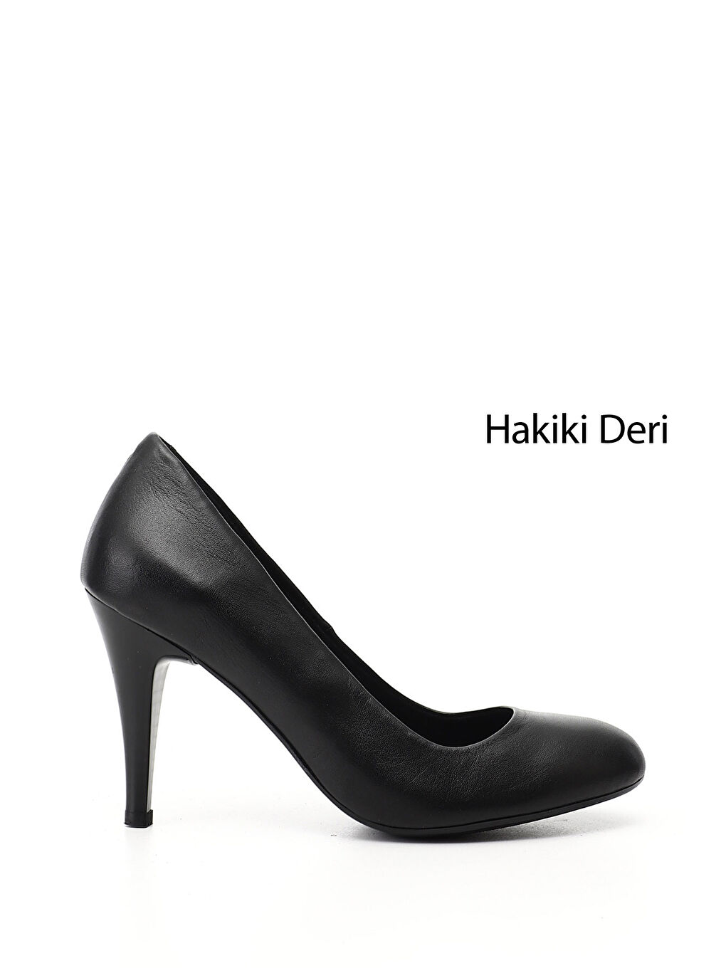 Siyah Kadın SİYAH Yuvarlak Burun İnce Topuklu Hakiki Deri Stiletto