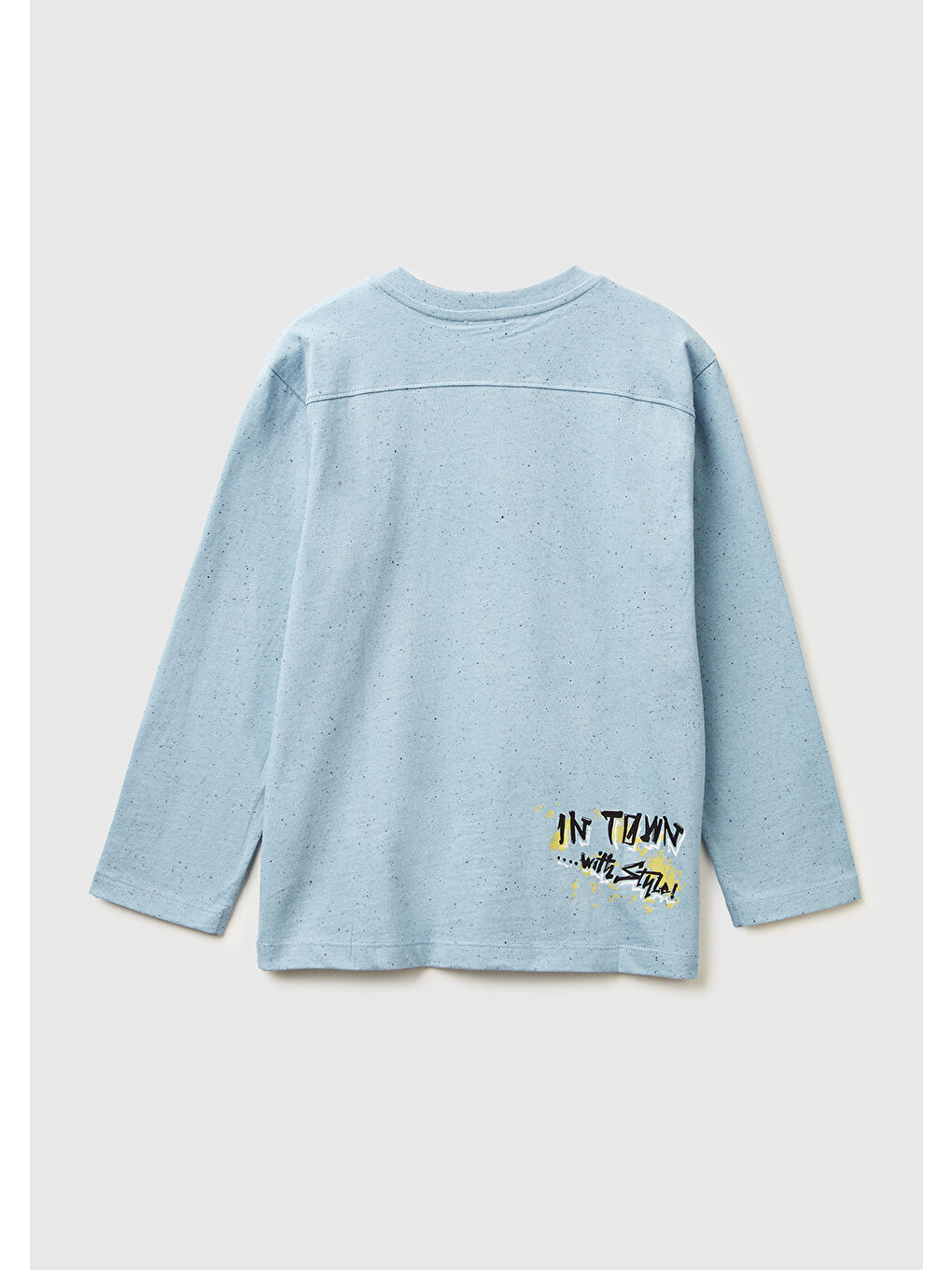 Erkek Çocuk Açık Mavi Önü ve Arkası Baskılı Jarse Uzun Kollu T-shirt-1