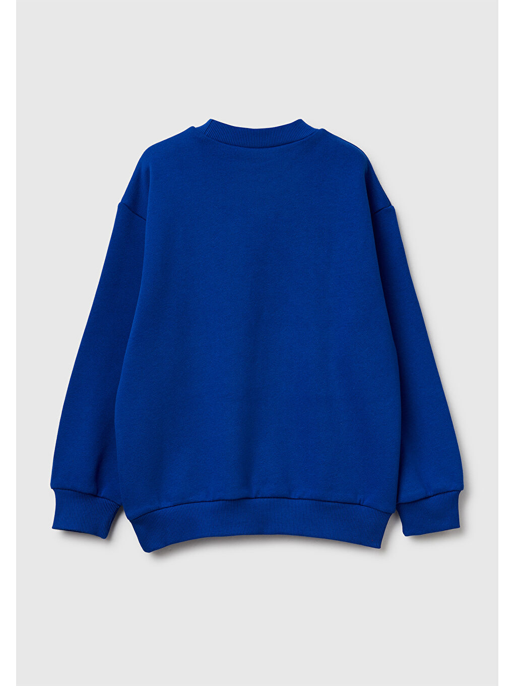 Erkek Çocuk Saks Mavisi Spiderman Baskılı Logolu Ribanalı Yuvarlak Yaka Sweatshirt-1