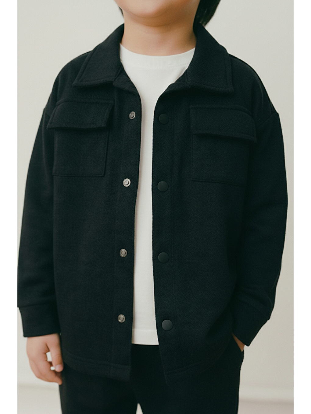 Erkek Çocuk Pamuklu Siyah Ceket Ve T-Shirt Eşofman Takım-4