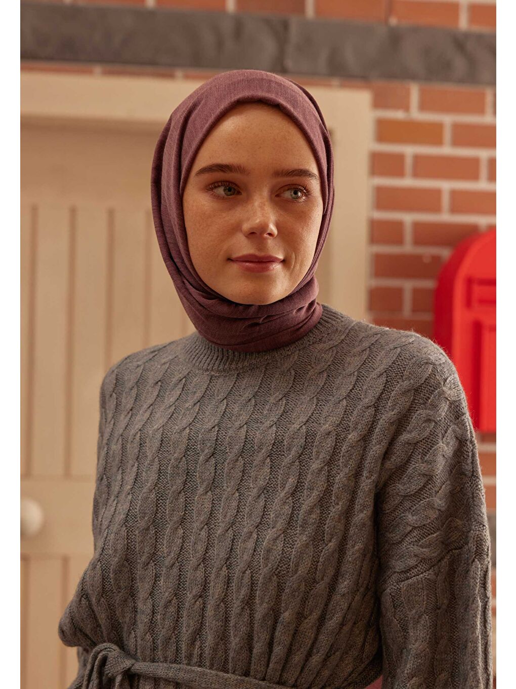 Cozy Pamuk Şal Mürdüm