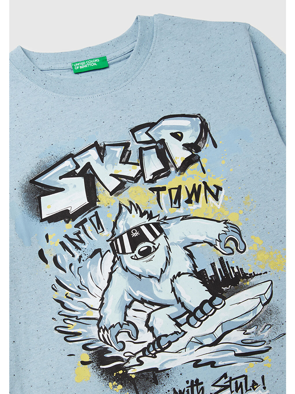 Erkek Çocuk Açık Mavi Önü ve Arkası Baskılı Jarse Uzun Kollu T-shirt-2