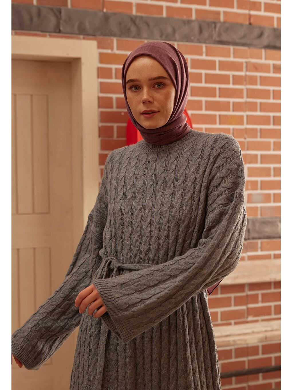 Cozy Pamuk Şal Mürdüm-1