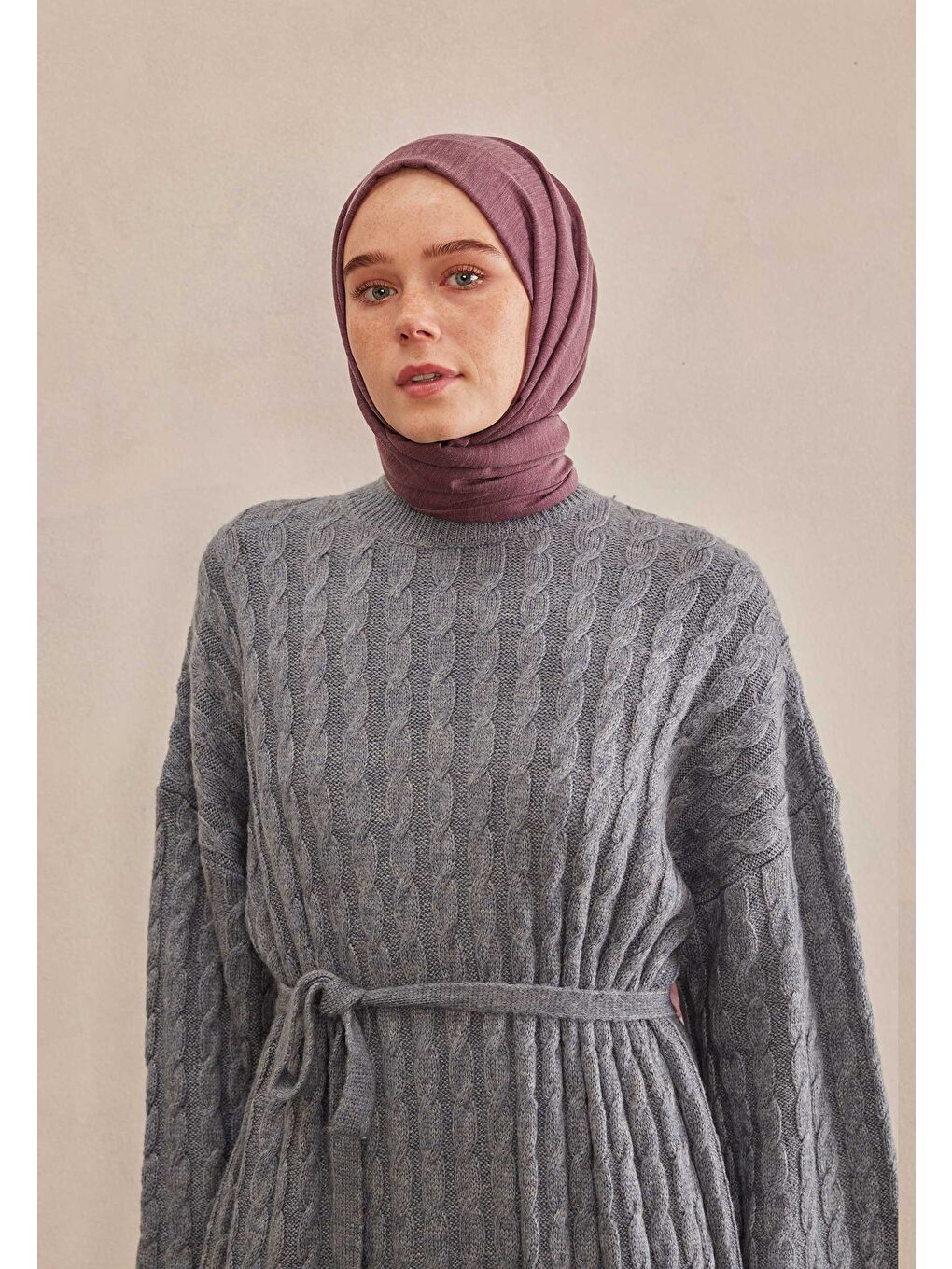 Cozy Pamuk Şal Mürdüm-2