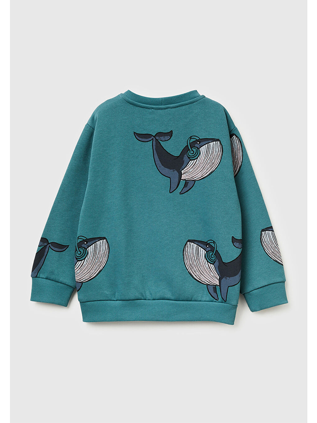 Erkek Çocuk Gri Mix Baskılı Ribanalı Bisiklet Yaka Regular Fit Sweatshirt-1