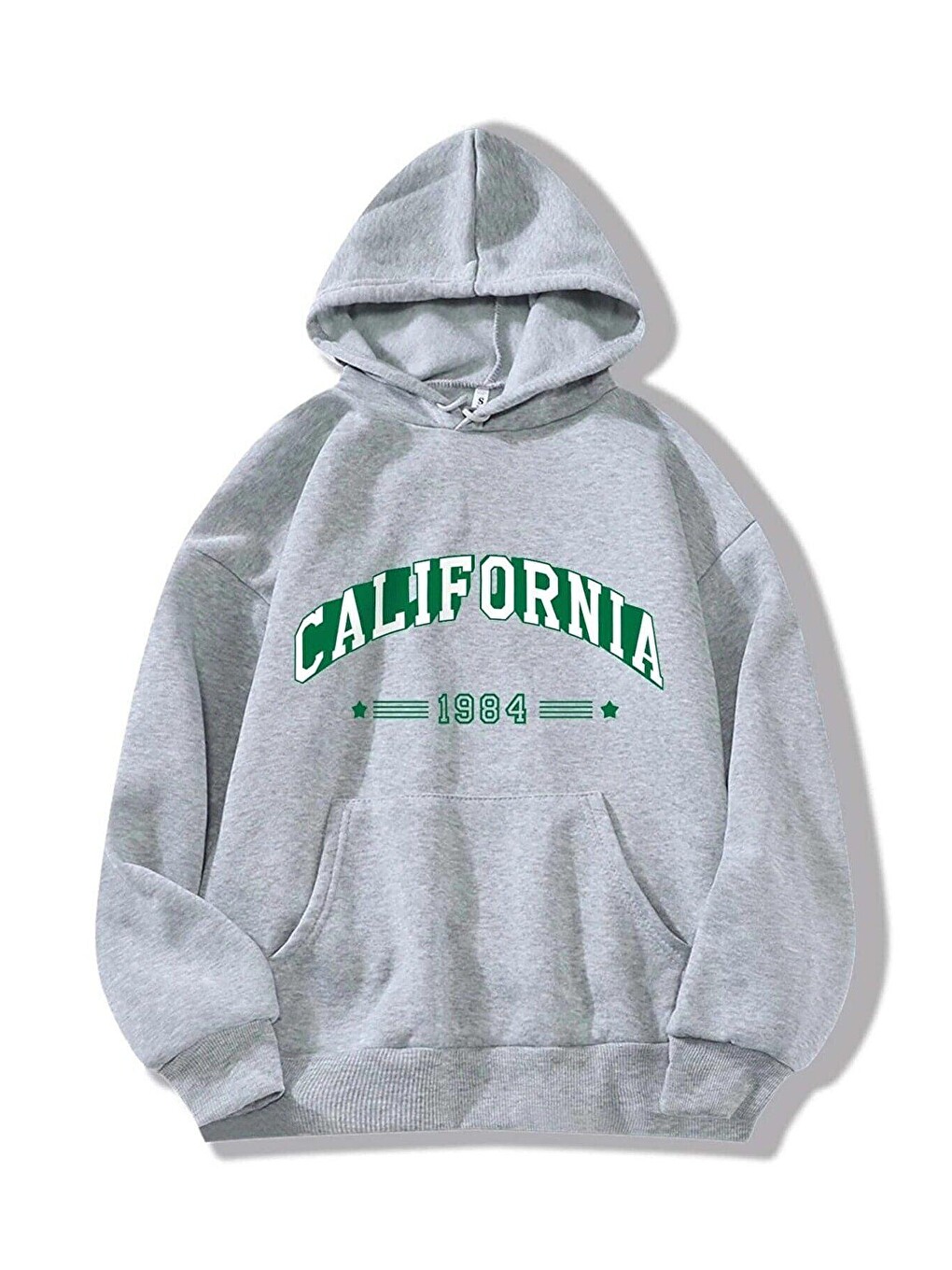 Beyaz Unisex Gri California 1984 Baskılı Oversize Sweatshirt
