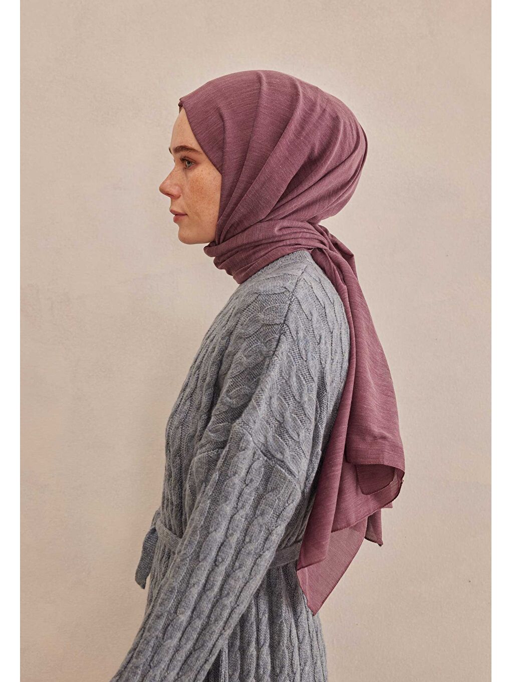 Cozy Pamuk Şal Mürdüm-3