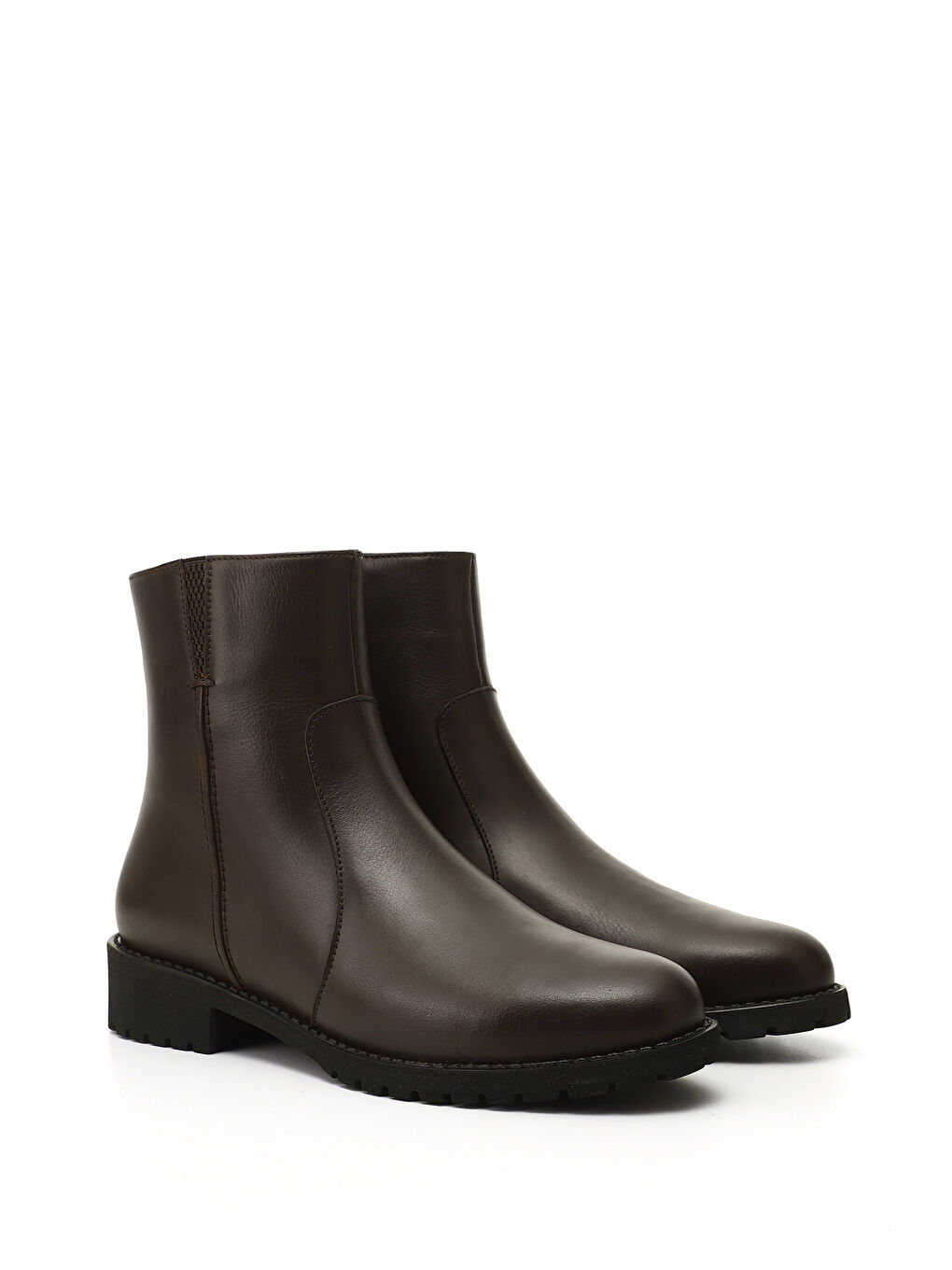 Kahverengi Kadın KOYU KAHVE Fermuarlı Kauçuk Taban Hakiki Deri Bot-1