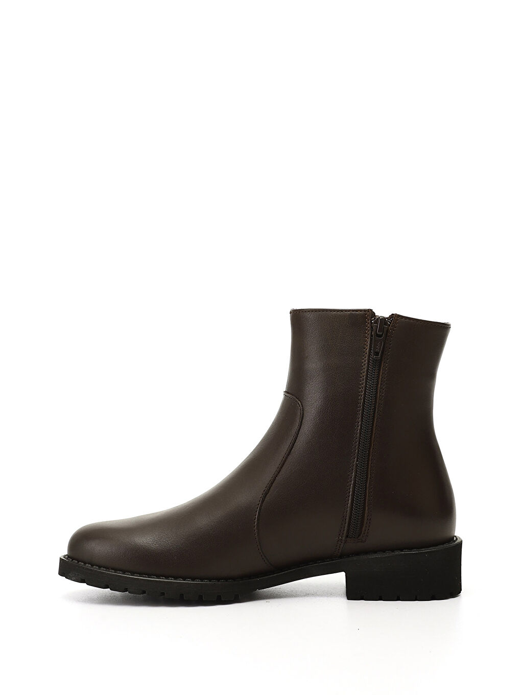 Kahverengi Kadın KOYU KAHVE Fermuarlı Kauçuk Taban Hakiki Deri Bot-2