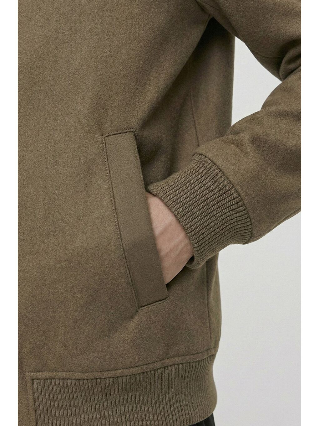 Kahverengi Giotelli Camel Regular Fit Yünlü Bomber Yaka Kaşe Erkek Mont-3