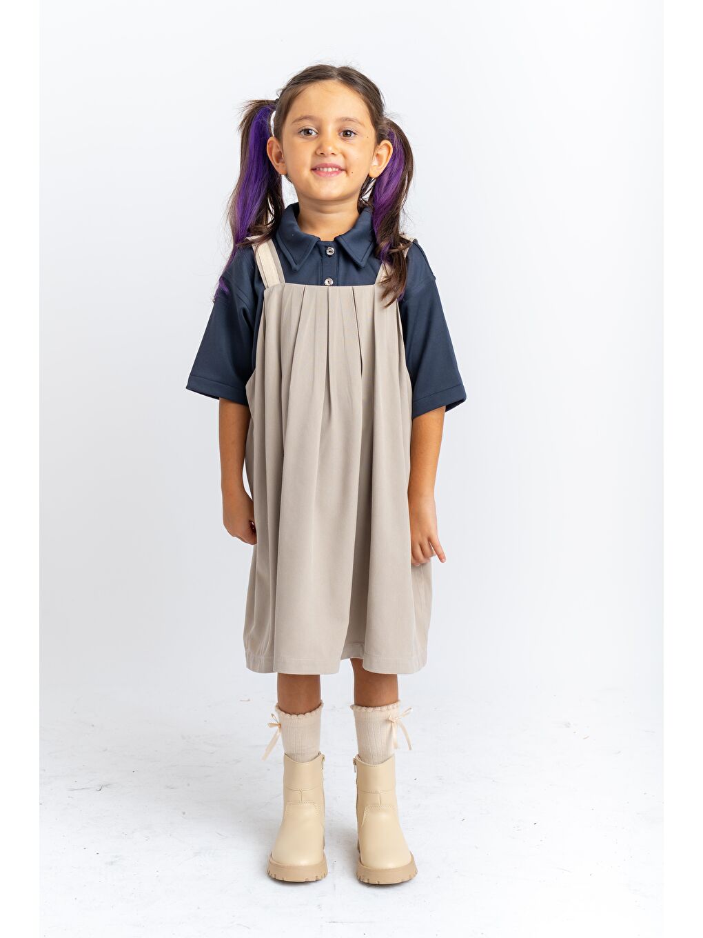 Bej Kız Çocuk Elbise