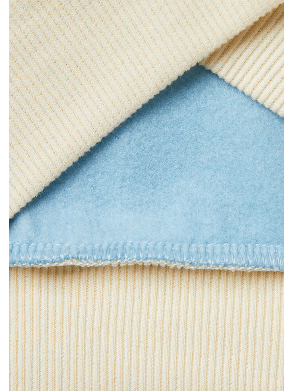 Erkek Çocuk Mavi-Krem Önü Logo Baskılı Nervürlü Sweatshirt-2