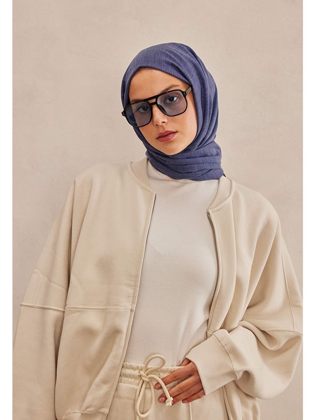 Cozy Pamuk Şal Morcivert