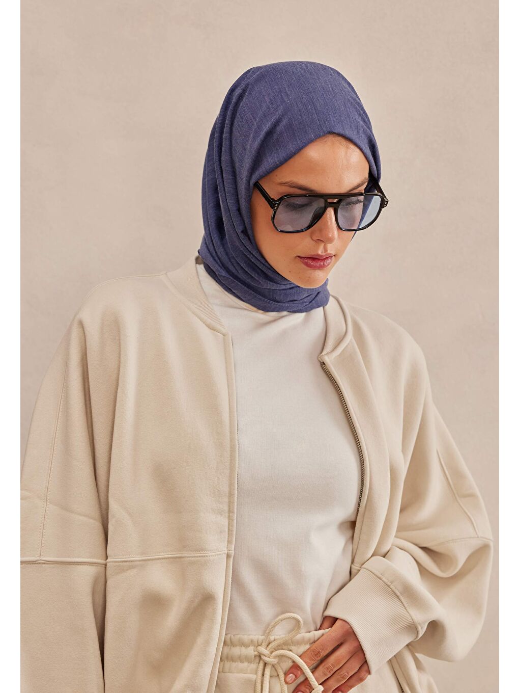 Cozy Pamuk Şal Morcivert-1