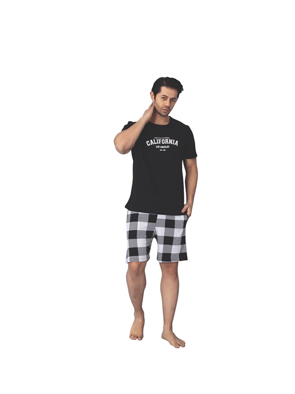 Güneş Siyah Erkek Kısa Kol Şortlu Pijama Takım