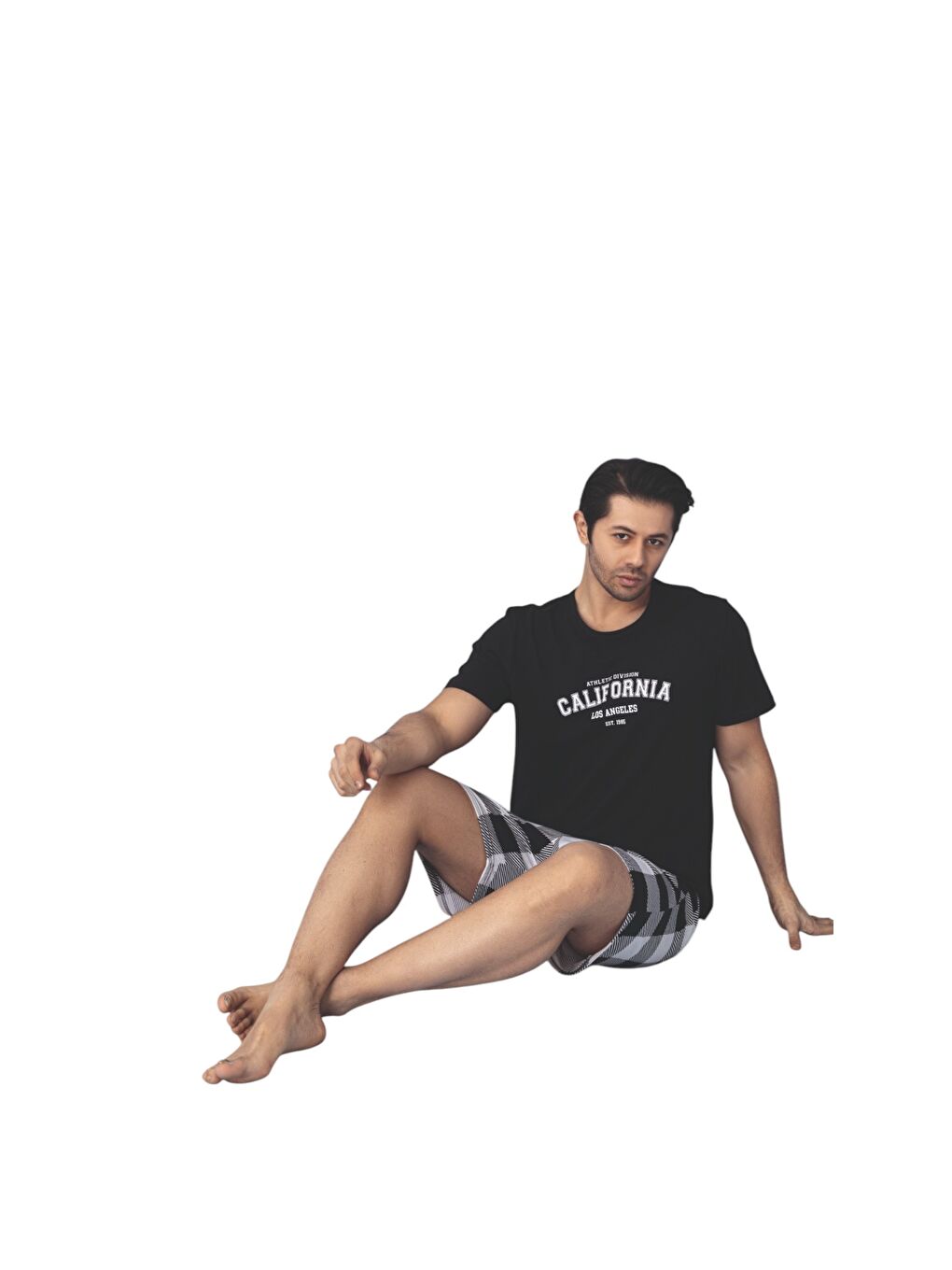 Güneş Siyah Erkek Kısa Kol Şortlu Pijama Takım - 1