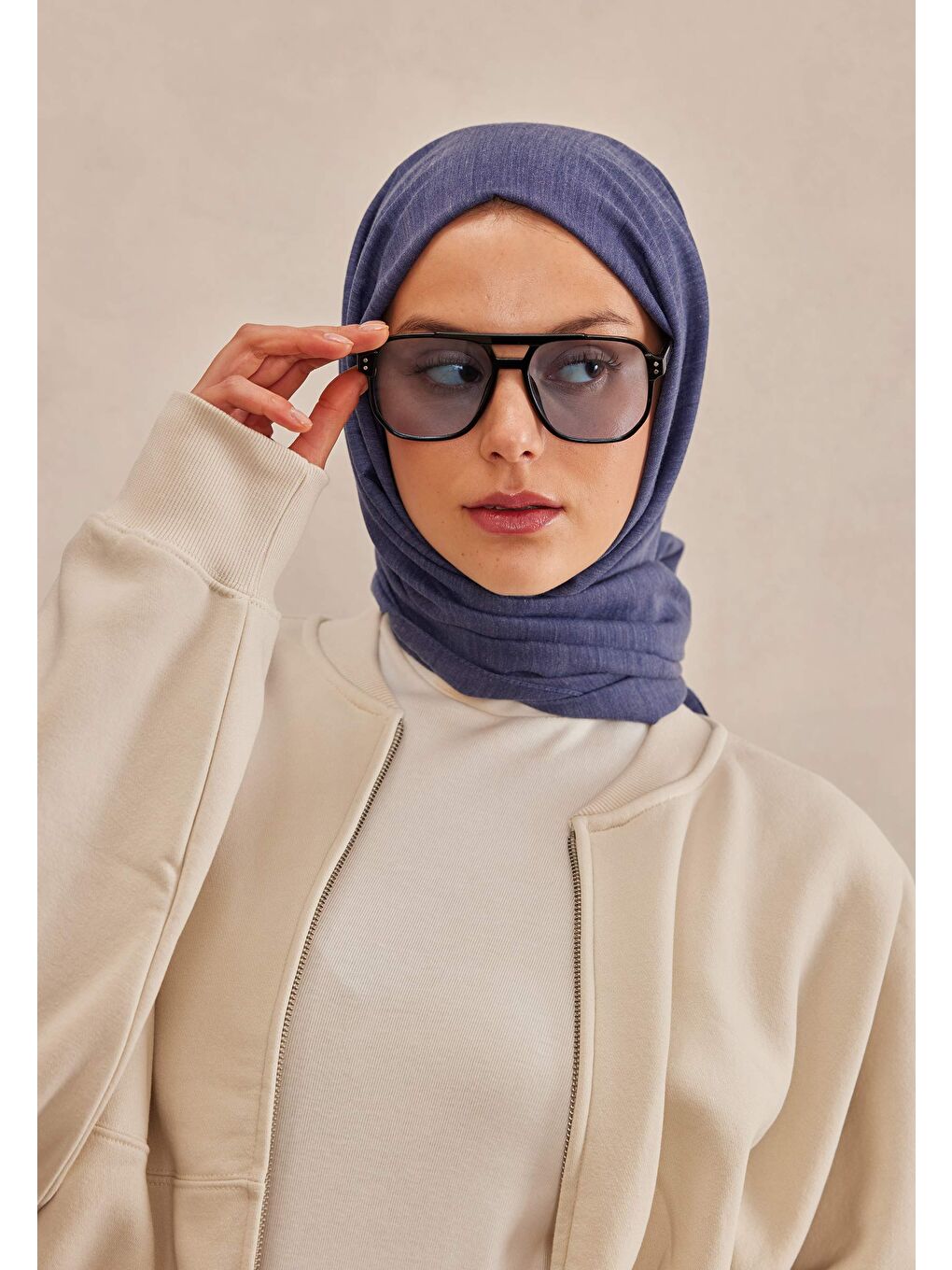 Cozy Pamuk Şal Morcivert-2