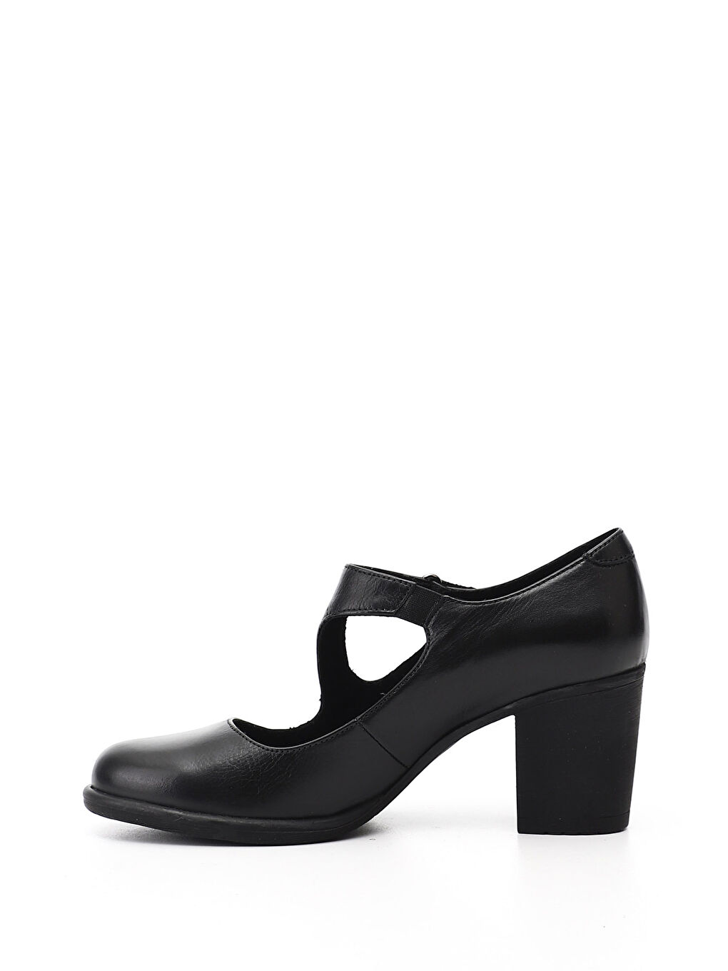 Siyah Kadın SİYAH Kalın Topuklu Mary Jane Hakiki Deri Ayakkabı-2