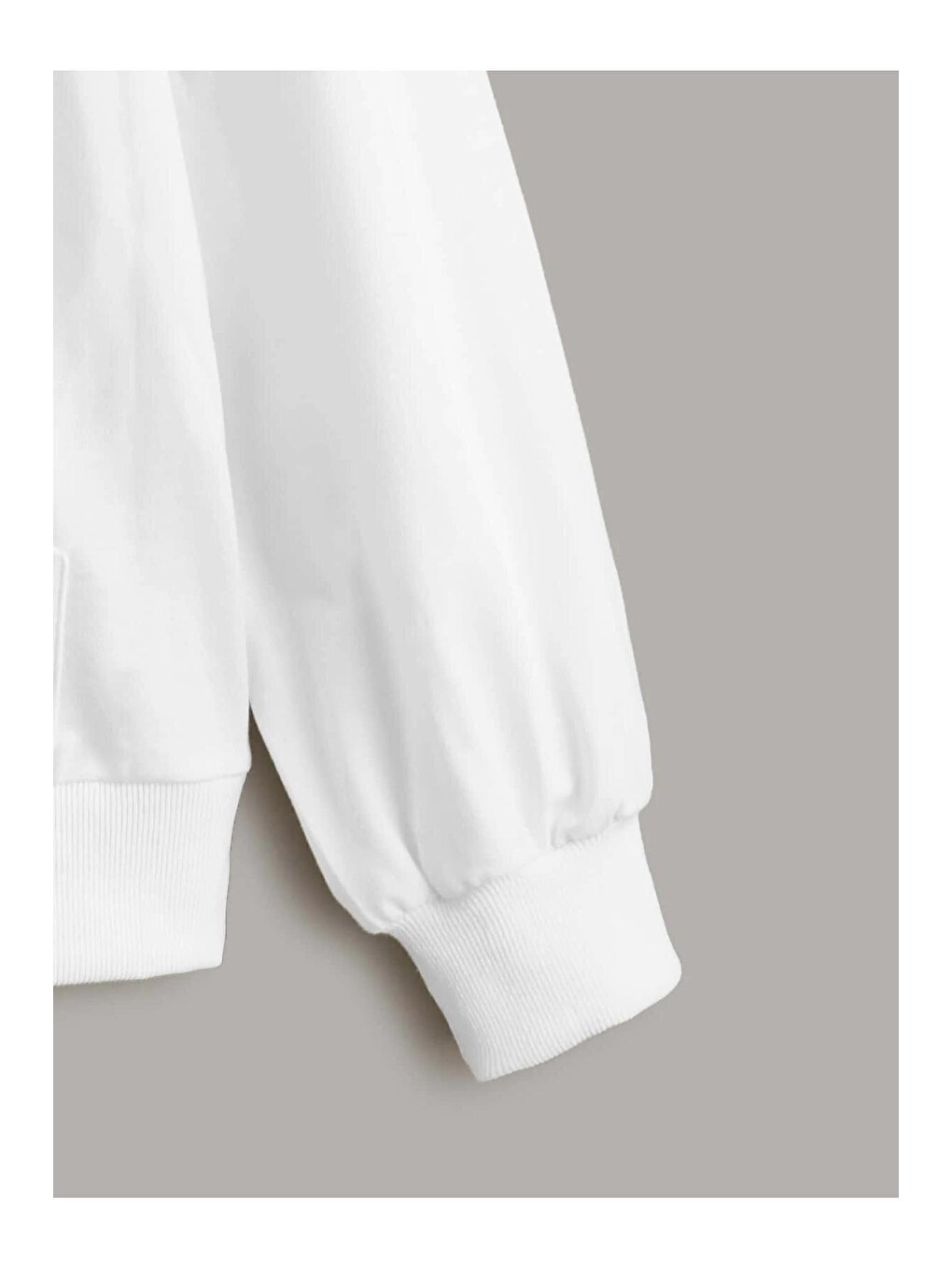 Kadın Beyaz Kapüşonlu Oversize Önü Ejder Baskılı Hoodie Sweatshirt-2