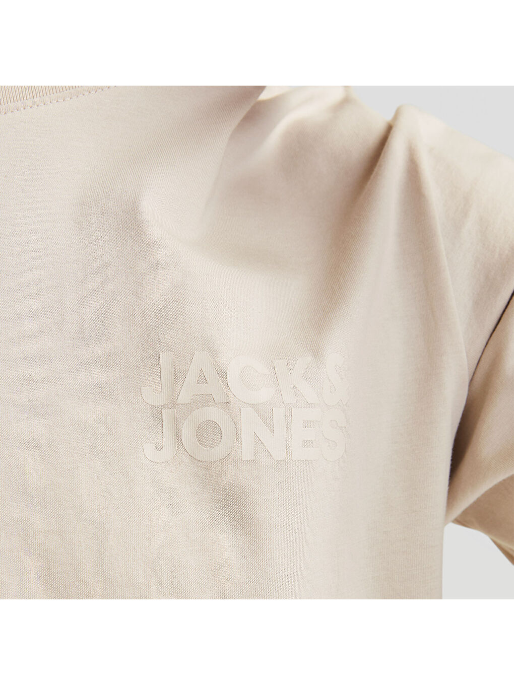 Corp Logo Ss O Neck Erkek Bej Yuvarlak Yaka Spor Tişört-3