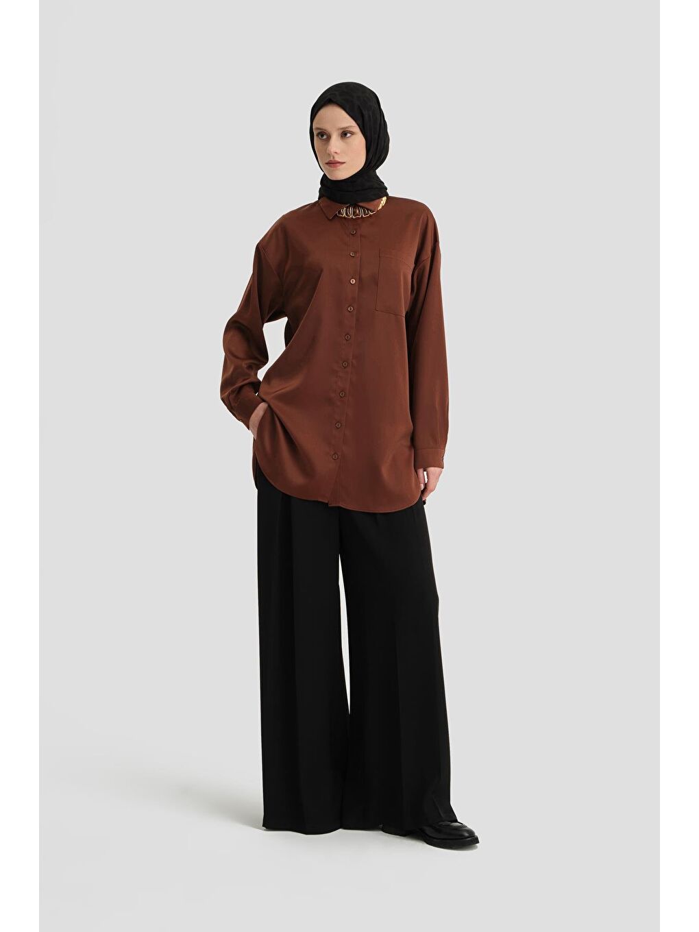 Kahverengi Basic Gömlek 24Kd9240 Acı Kahve