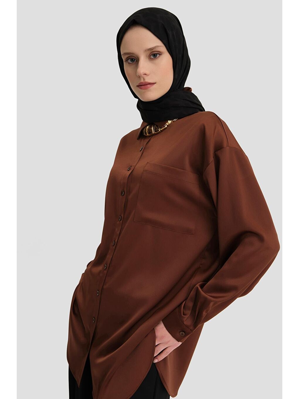 Kahverengi Basic Gömlek 24Kd9240 Acı Kahve-1
