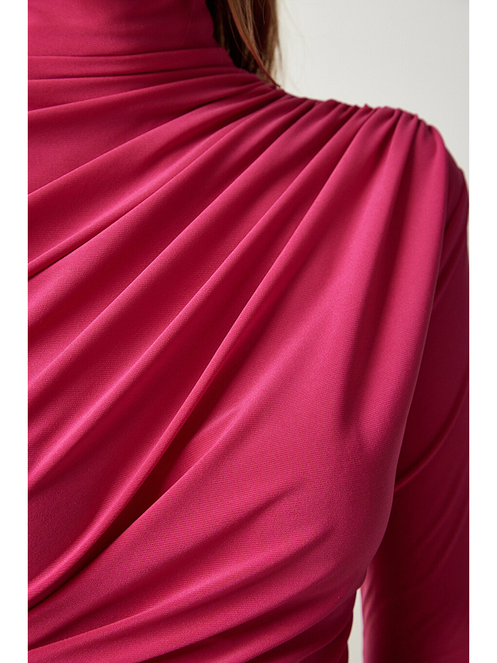 Pembe Büzgü Detaylı Sandy Bluz PEMBE LFF0001-3