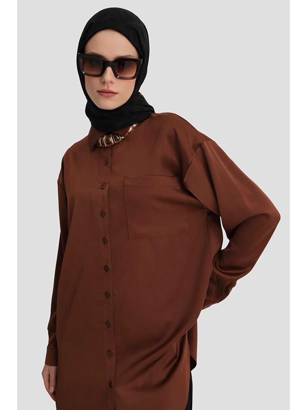 Kahverengi Basic Gömlek 24Kd9240 Acı Kahve-3