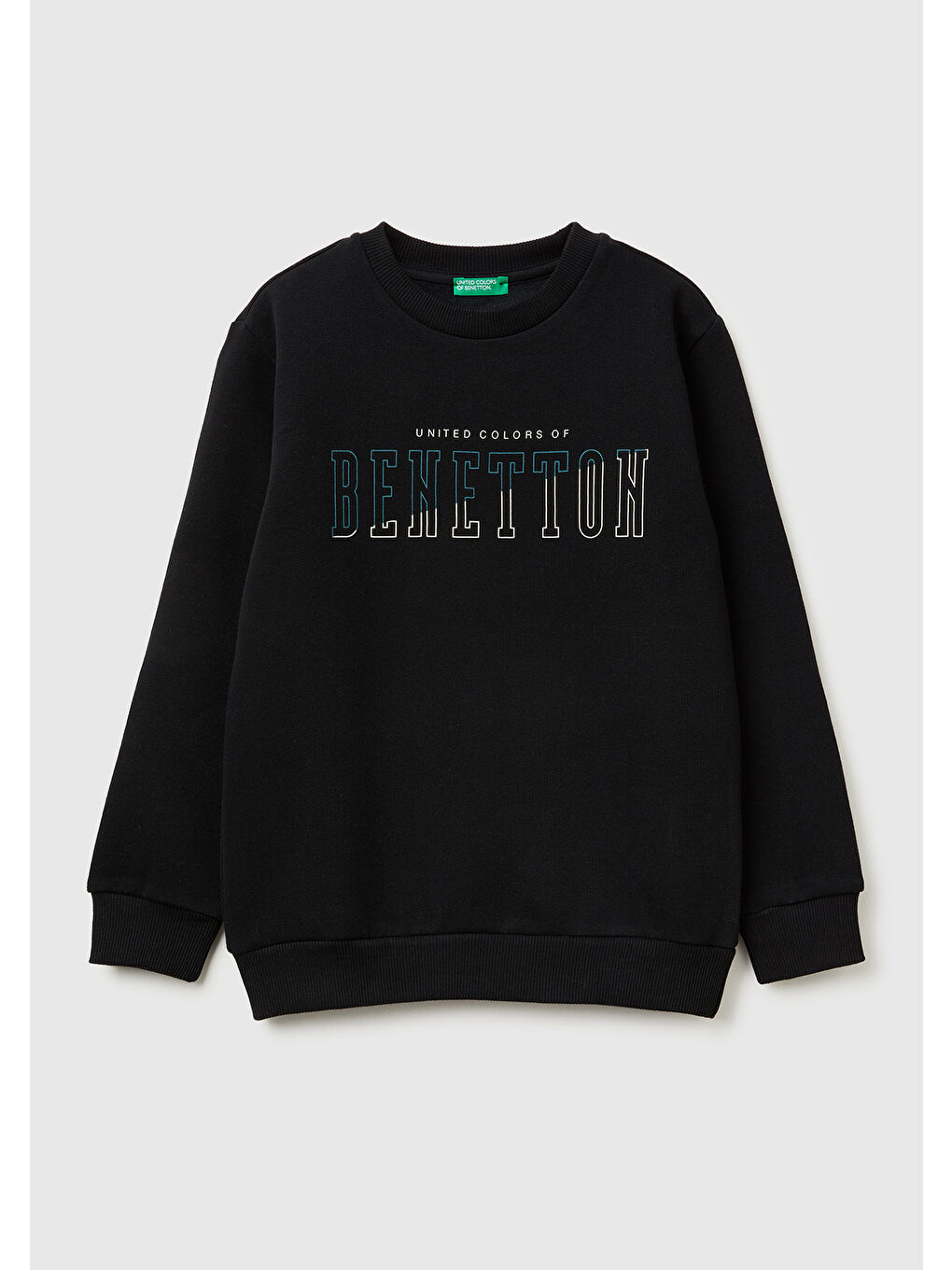 Erkek Çocuk Siyah Önü Logo Baskılı Nervürlü Sweatshirt