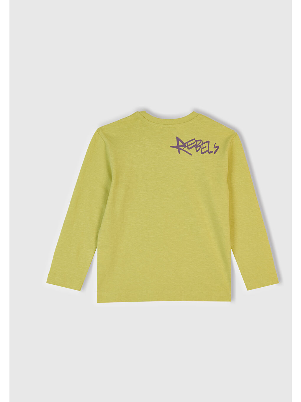 Sarı Erkek Çocuk Hardal Önü ve Arkası Baskılı Bisiklet Yaka Uzun Kollu T-shirt-2