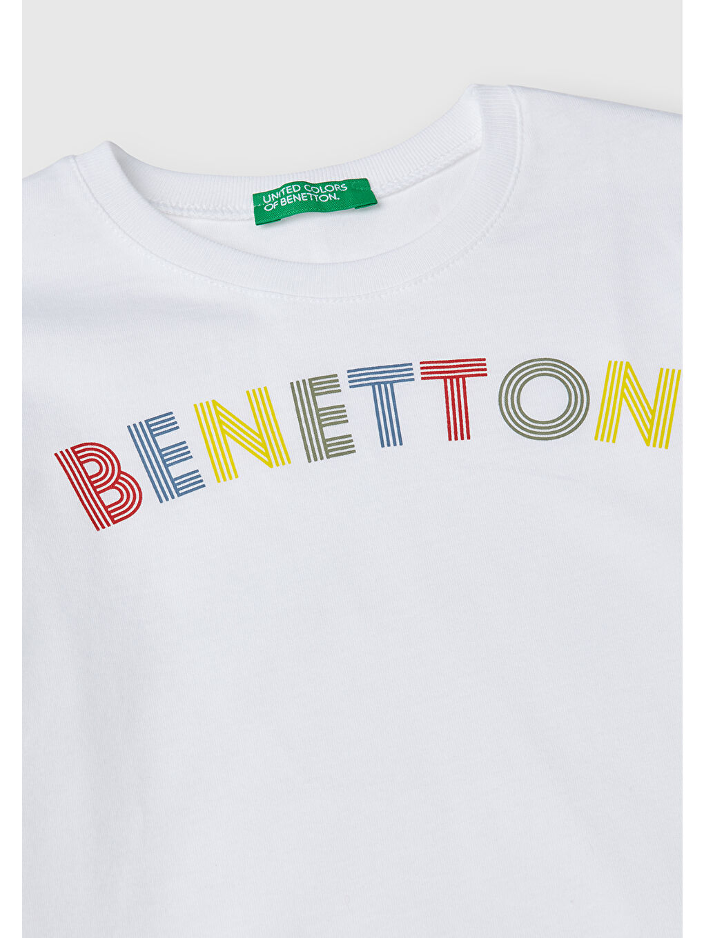 Erkek Çocuk Beyaz Benetton Logo Baskılı Uzun Kollu Tişört-2