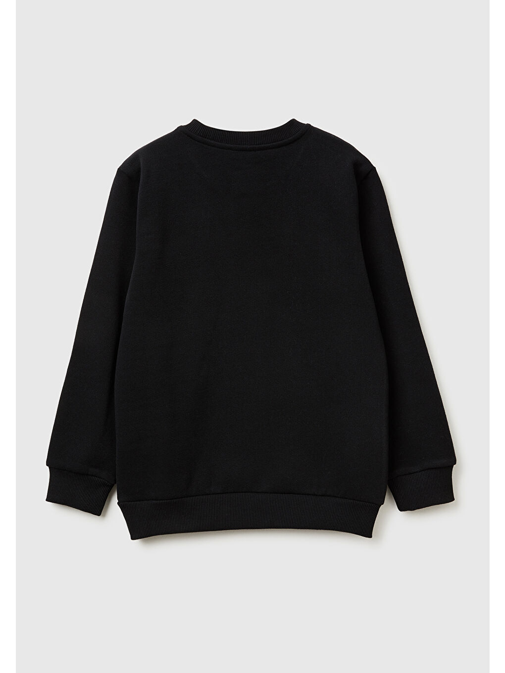 Erkek Çocuk Siyah Önü Logo Baskılı Nervürlü Sweatshirt-1