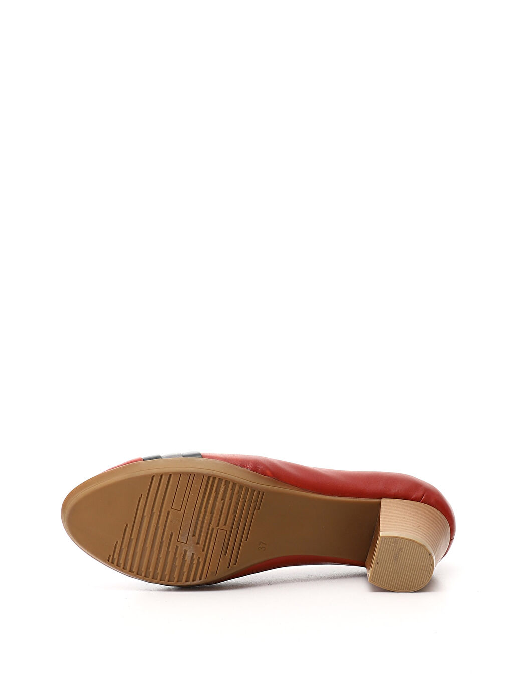 Kırmızı Kadın KIRMIZI Kalın Topuklu Hakiki Deri Ayakkabı-3