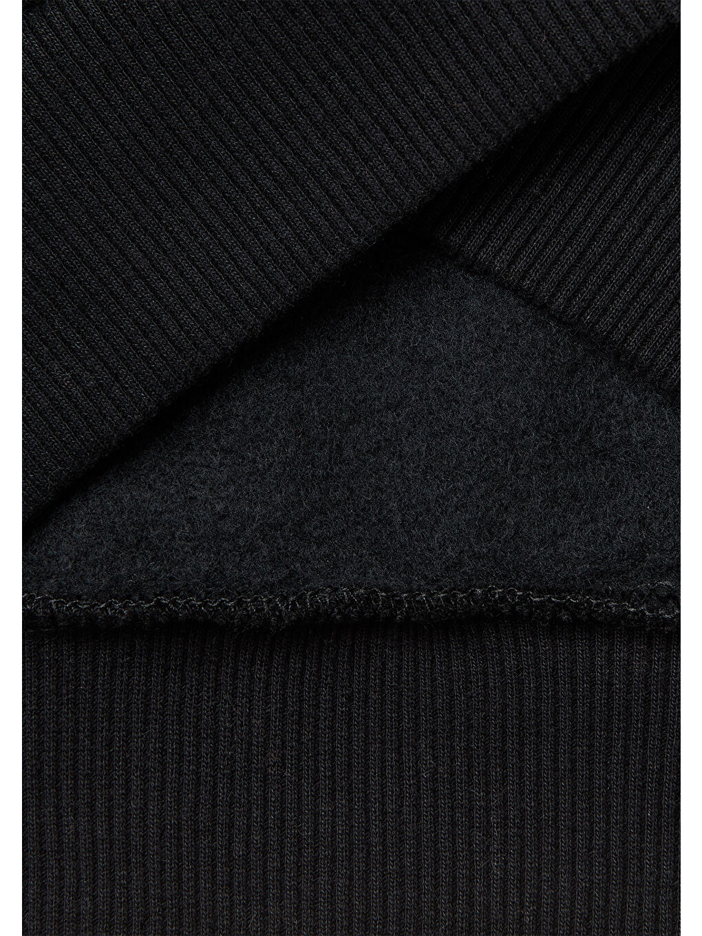 Erkek Çocuk Siyah Önü Logo Baskılı Nervürlü Sweatshirt-2
