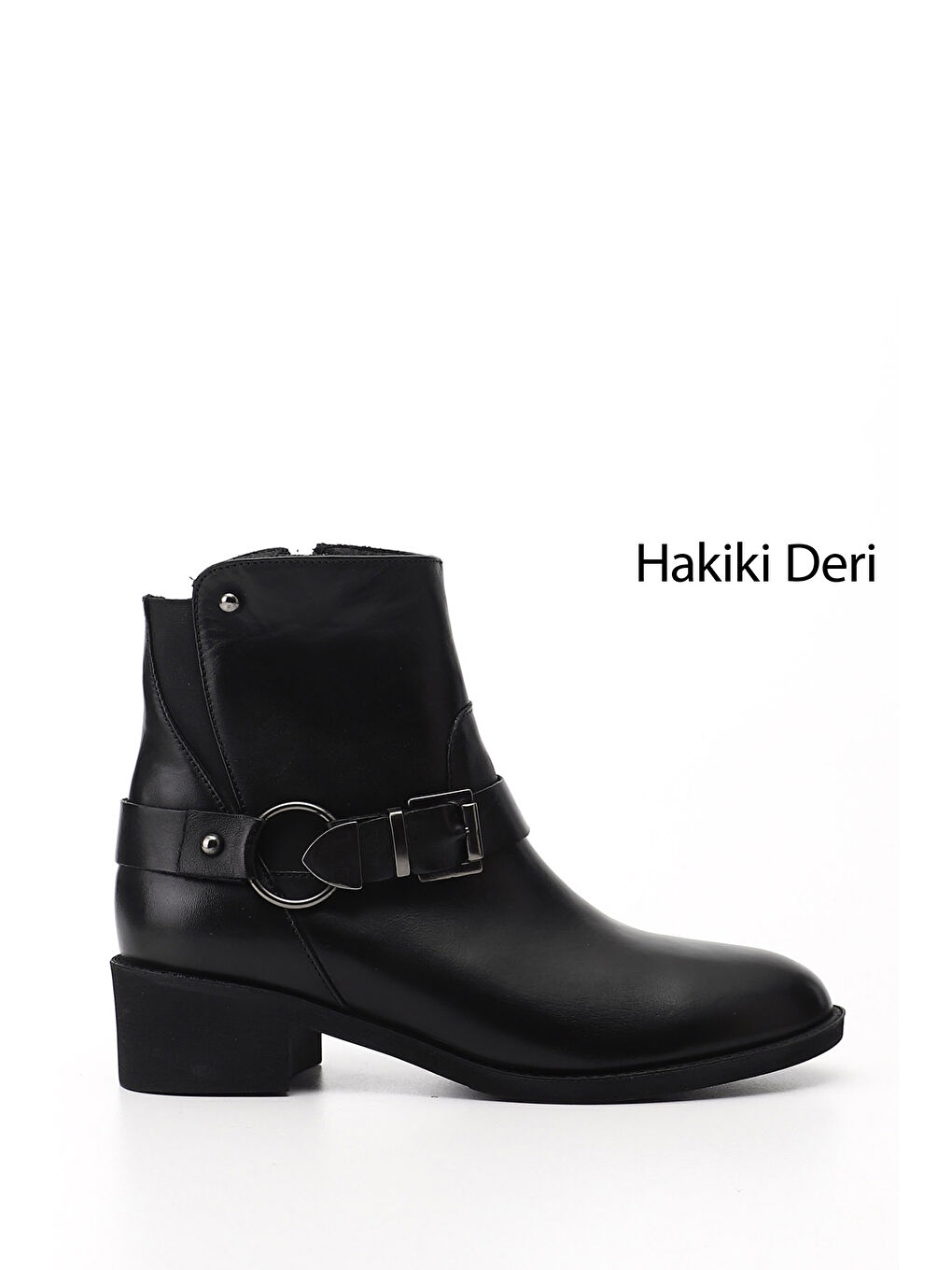 Siyah Kadın SİYAH Fermuarlı Kalın Topuklu Hakiki Deri Bot